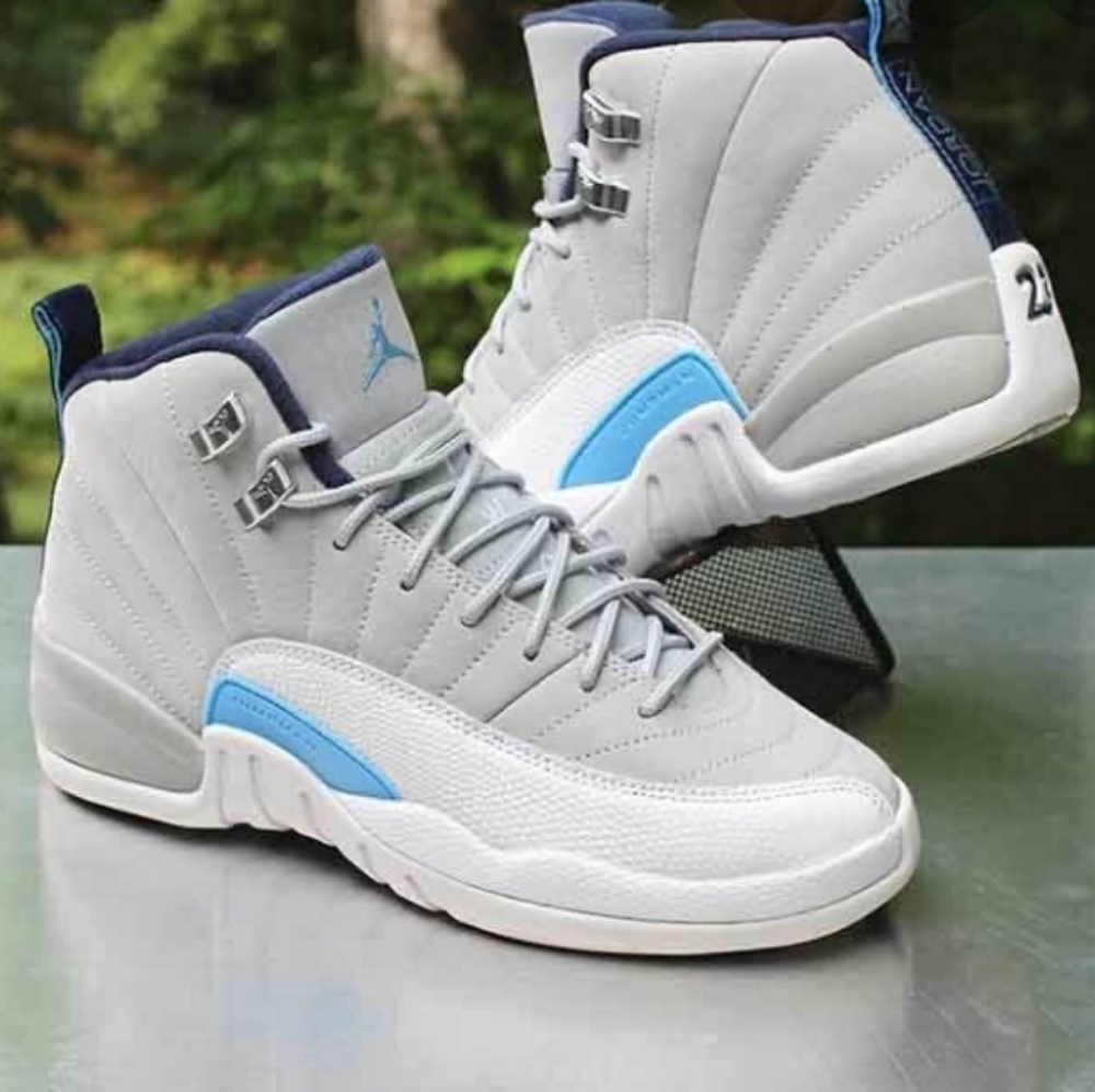 Jordan Retro High-Top Sneakers Gray White Light Blue Navy